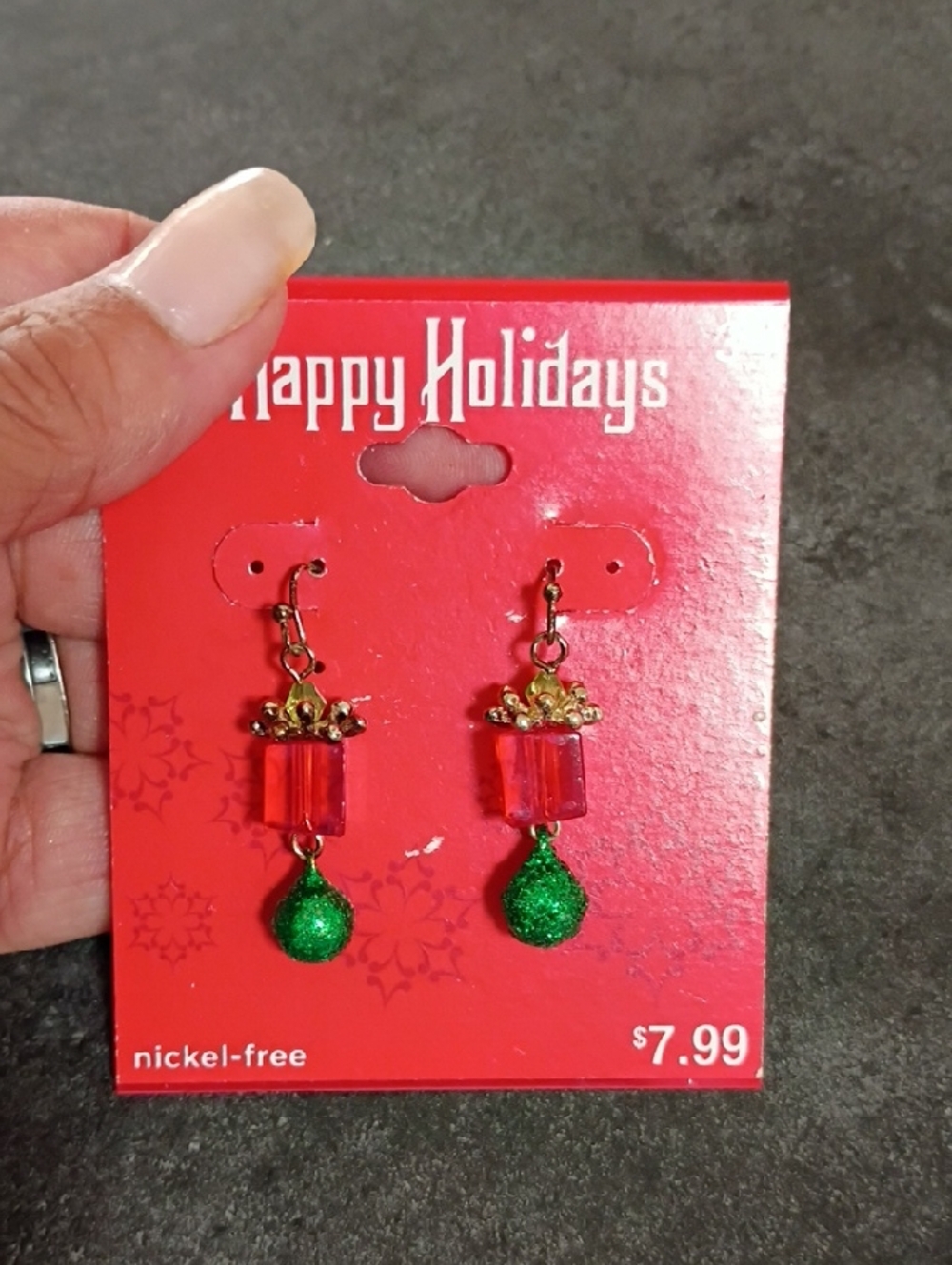 Holiday Red & Green Dangle Earrings